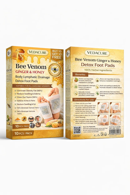 Vedacure Bee Venom Ginger & Honey Detox Pads ( BUY 10 GET 10 FREE / pack of 20)
