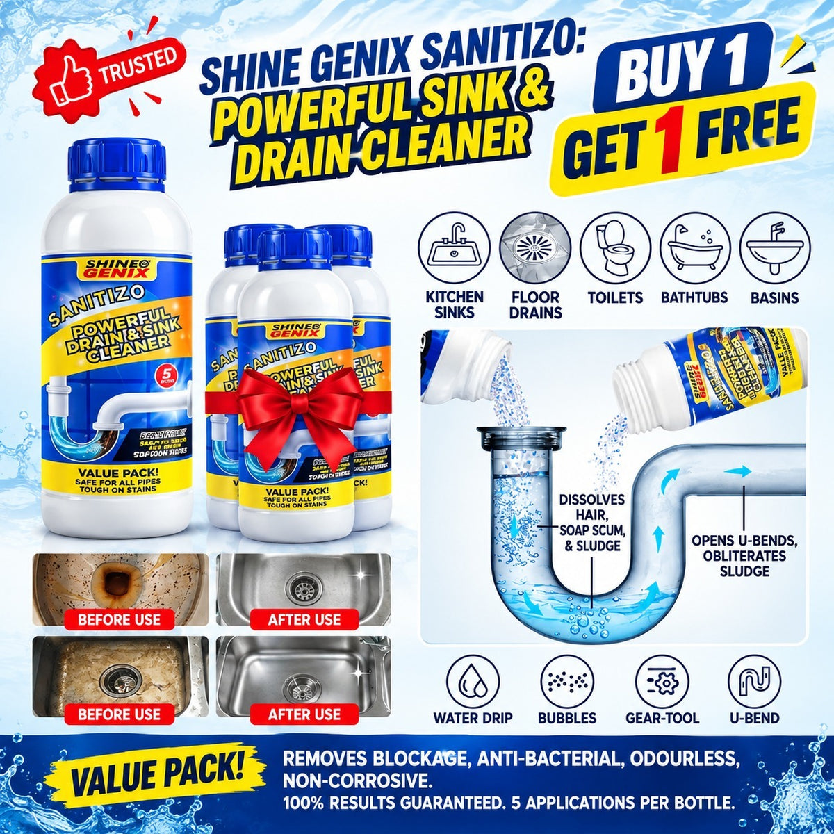 Powerful Sink & Drain Cleaner - Buy 1 Get 1 Free